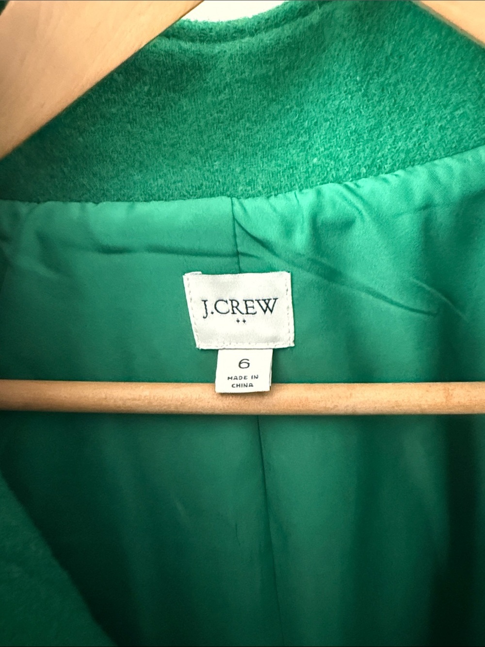J. Crew Emerald Green Wool Zip-Front Pea Coat Size 6 - Picture 2 of 13